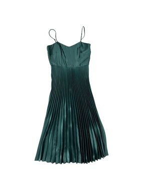Whistles Emerald Green Pleated Satin Slip Dress